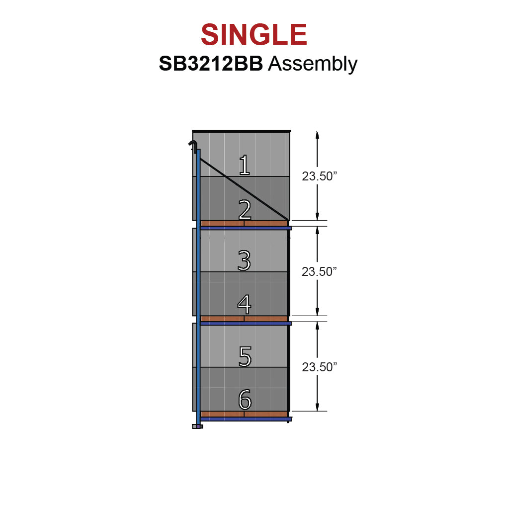 SB3210 - (Single) ConExtra Container Shelf Bracket: Fixed, 3-Tier (18.875)