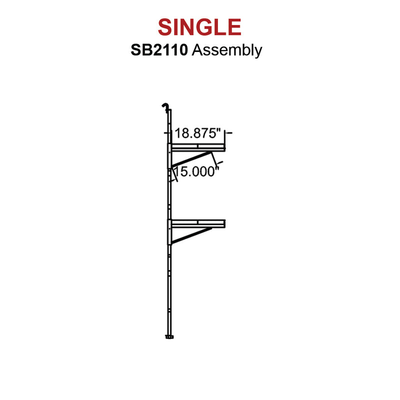 SB2110 - (Single) ConExtra Container Shelf Bracket: Adjustable, 2-Tier (18.875")