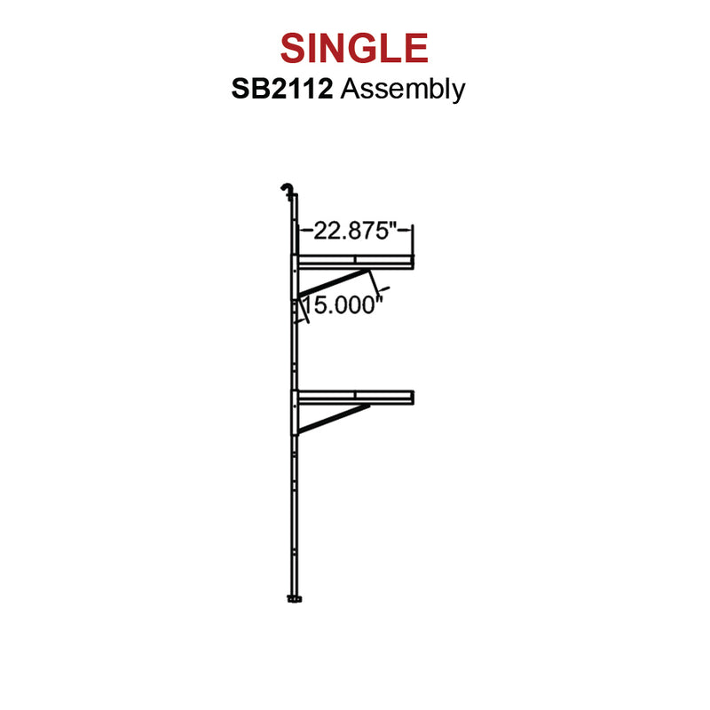 SB2112 - (Single) ConExtra Container Shelf Bracket: Adjustable, 2-Tier (22.875")