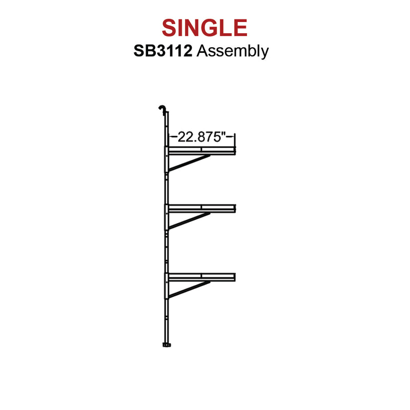 SB3112 - (Single) ConExtra Container Shelf Bracket: Adjustable, 3-Tier (22.875")