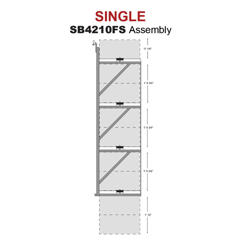SB4210FS - (Single) ConExtra Container Shelf Bracket: Fixed, 4-Tier (24") File Storage