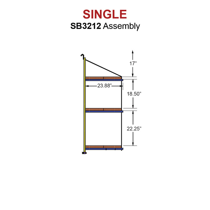 SB3210 - (Single) ConExtra Container Shelf Bracket: Fixed, 3-Tier (18.875)