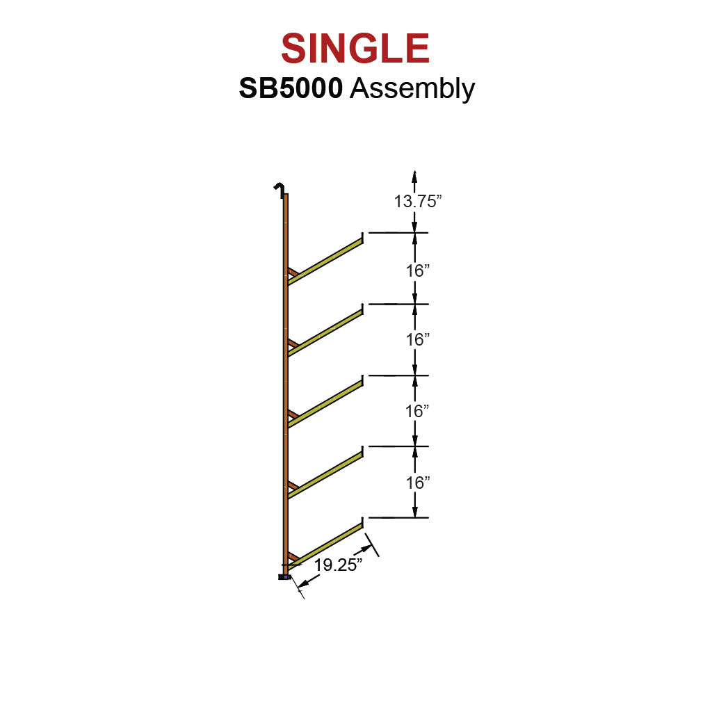 SB5000 - (Single) ConExtra Pipe Rack Bracket (5 Arm)-MADE TO ORDER-4 W ...